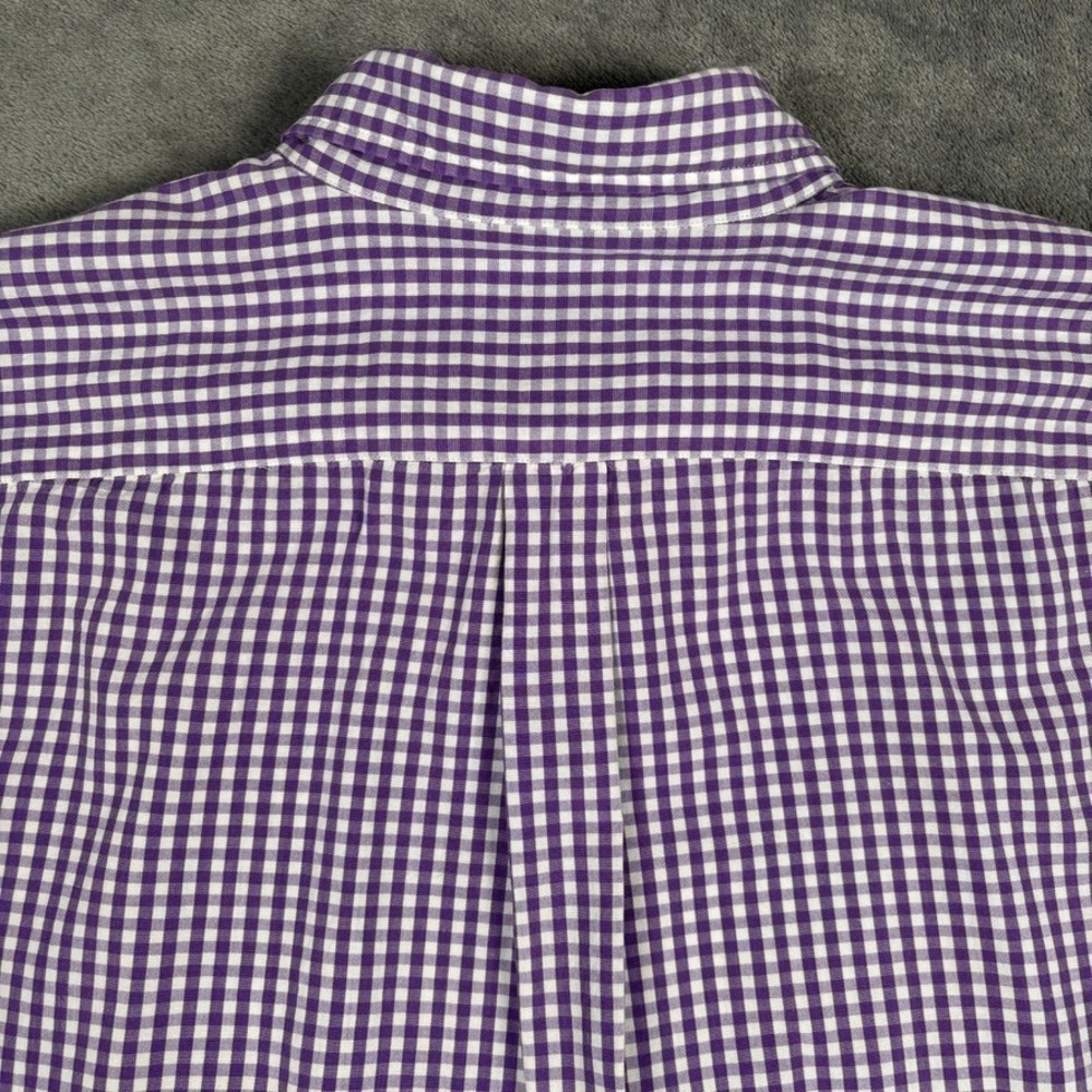 J Press Button Down Shirt Mens Medium Purple Gingham Check Cotton Long Sleeve - Picture 11 of 16